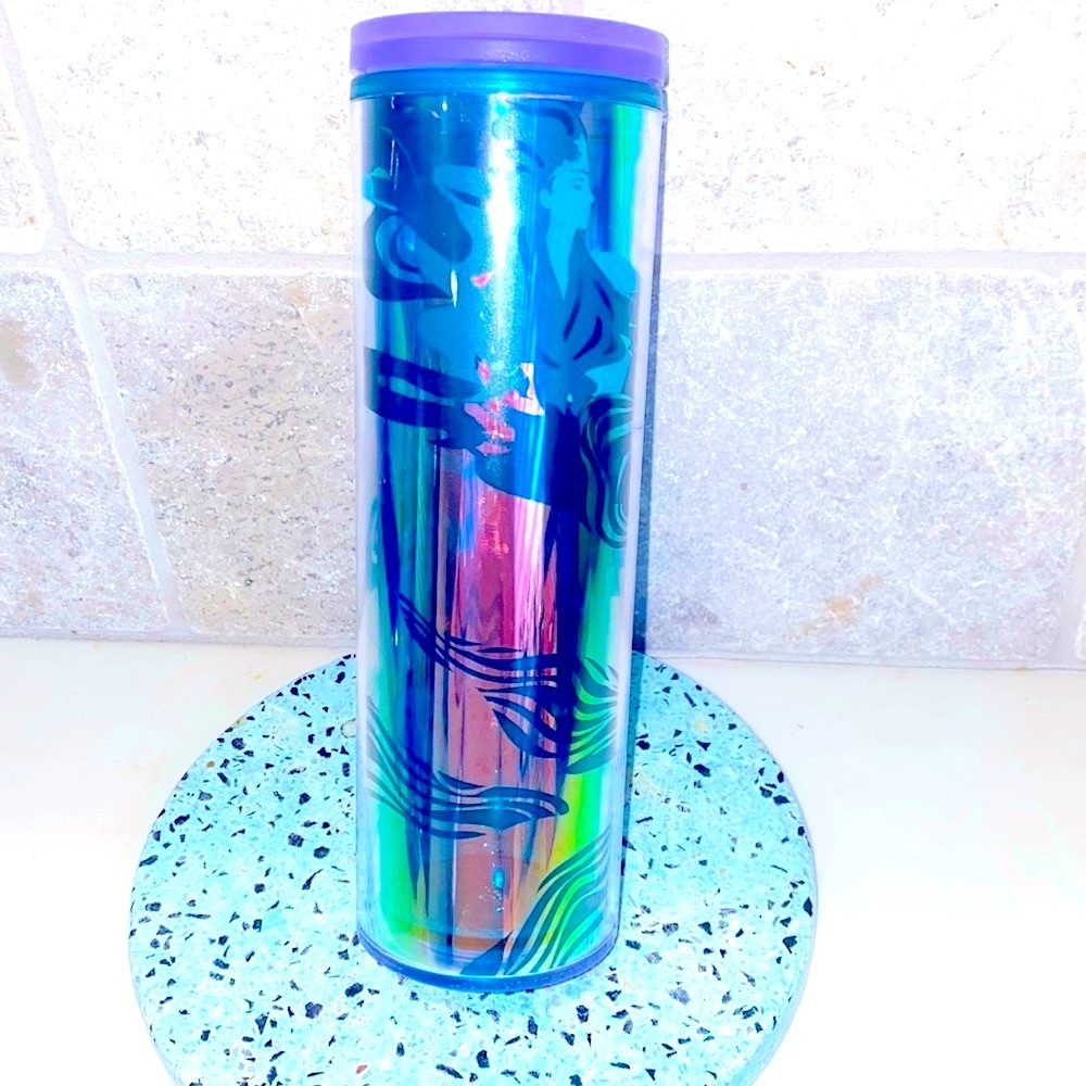 Starbucks Iridescent Mermaid Scale Tumbler 16oz Shimmer Ocean Cold Cup NEW - Picture 1 of 2